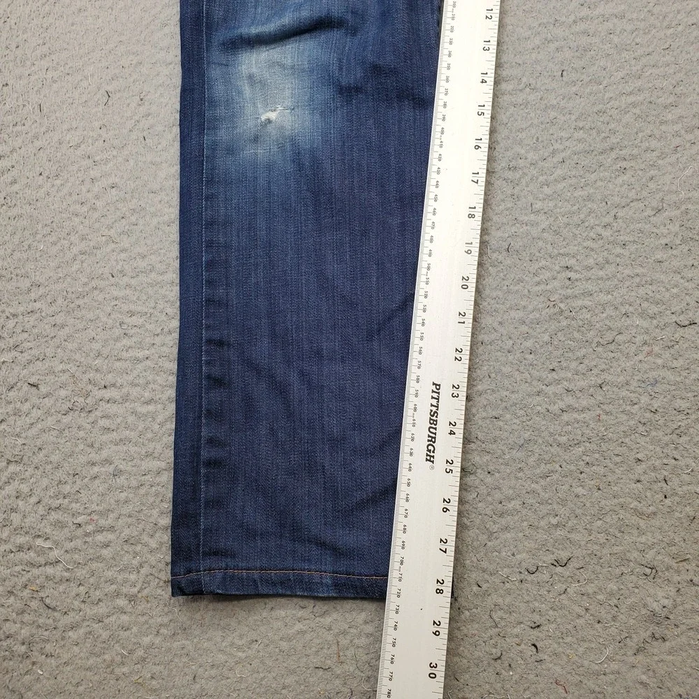 7 For All Mankind Carsen Jeans Mens 34 Blue Denim Distressed Modern Straight Leg